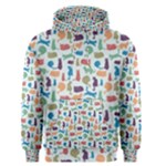 Blue Colorful Cats Silhouettes Pattern Men s Pullover Hoodies