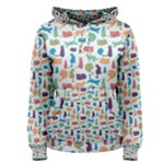 Blue Colorful Cats Silhouettes Pattern Women s Pullover Hoodies