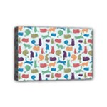 Blue Colorful Cats Silhouettes Pattern Mini Canvas 6  x 4 
