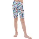 Blue Colorful Cats Silhouettes Pattern Kids  Mid Length Swim Shorts