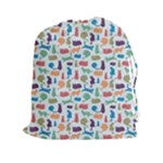 Blue Colorful Cats Silhouettes Pattern Drawstring Pouches (XXL)