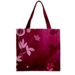 Pink Flower Art Zipper Grocery Tote Bag
