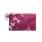 Pink Flower Art Canvas Cosmetic Bag (Small)