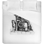 Odin on his Throne with ravens wolf on black stone texture Duvet Cover (King Size)