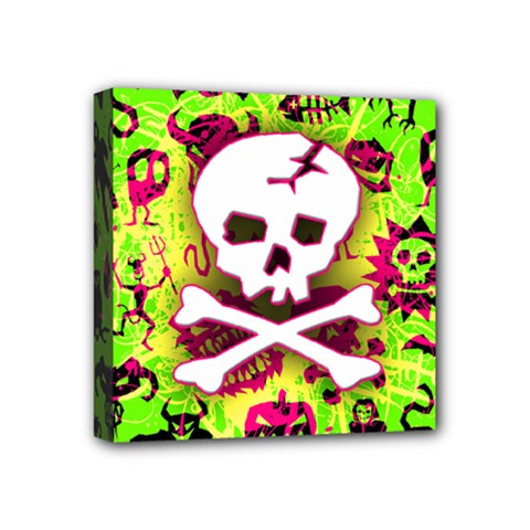 Deathrock Skull & Crossbones Mini Canvas 4  x 4  (Stretched) from mytees