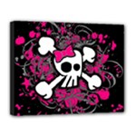 Girly Skull & Crossbones Canvas 14  x 11  (Stretched)