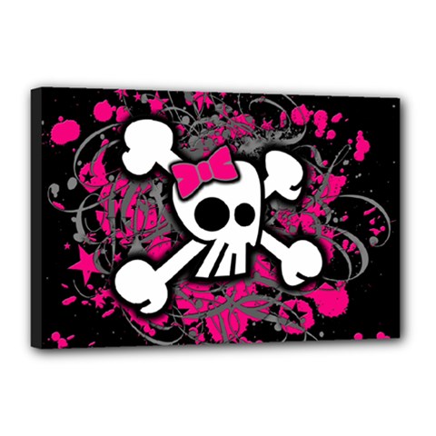 Girly Skull & Crossbones Canvas 18  x 12  (Stretched) from mytees