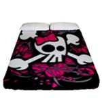 Girly Skull & Crossbones Fitted Sheet (Queen Size)