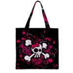 Girly Skull & Crossbones Zipper Grocery Tote Bag