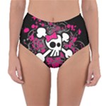 Girly Skull & Crossbones Reversible High-Waist Bikini Bottoms