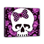 Pink Polka Dot Bow Skull Canvas 10  x 8  (Stretched)