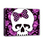 Pink Polka Dot Bow Skull Deluxe Canvas 16  x 12  (Stretched) 