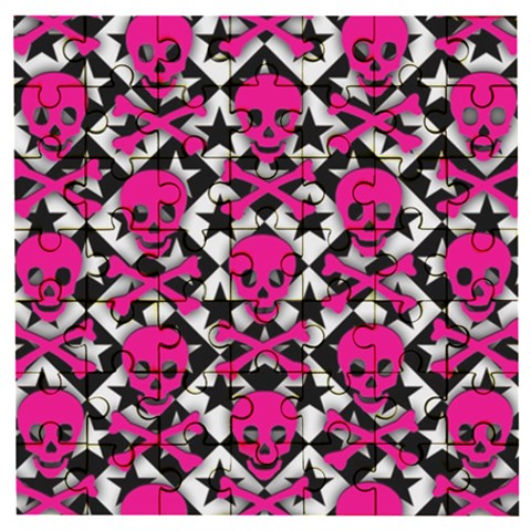 Pink Skulls & Stars Wooden Puzzle Square from mytees