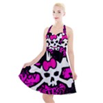 Punk Skull Princess Halter Party Swing Dress 