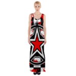 Star Checkerboard Splatter Thigh Split Maxi Dress