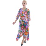 realistic cowcow Quarter Sleeve Wrap Front Maxi Dress