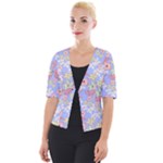 Pretty Flowers In Lilac Garden Cropped Button Cardigan