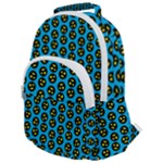 0059 Comic Head Bothered Smiley Pattern Rounded Multi Pocket Backpack