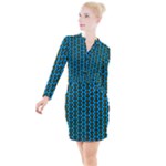 0059 Comic Head Bothered Smiley Pattern Button Long Sleeve Dress