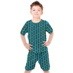 0059 Comic Head Bothered Smiley Pattern Kids  Tee and Shorts Set