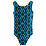 0059 Comic Head Bothered Smiley Pattern Kids  Cut-Out Back One Piece Swimsuit
