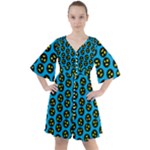 0059 Comic Head Bothered Smiley Pattern Boho Button Up Dress
