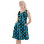 0059 Comic Head Bothered Smiley Pattern Knee Length Skater Dress With Pockets