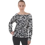 Camouflage BW Off Shoulder Long Sleeve Velour Top