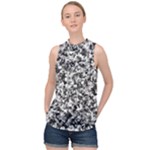 Camouflage BW High Neck Satin Top