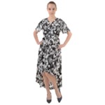 Camouflage BW Front Wrap High Low Dress
