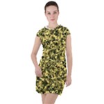 Camouflage Sand  Drawstring Hooded Dress