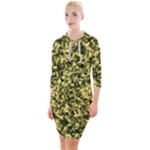 Camouflage Sand  Quarter Sleeve Hood Bodycon Dress