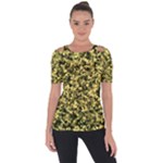 Camouflage Sand  Shoulder Cut Out Short Sleeve Top