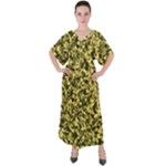 Camouflage Sand  V-Neck Boho Style Maxi Dress