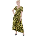 Camouflage Sand  Button Up Short Sleeve Maxi Dress