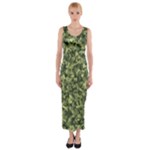 Camouflage Green Fitted Maxi Dress