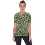 Camouflage Green Shoulder Cut Out Short Sleeve Top