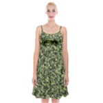 Camouflage Green Spaghetti Strap Velvet Dress
