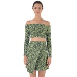 Camouflage Green Off Shoulder Top with Skirt Set
