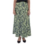 Camouflage Green Flared Maxi Skirt
