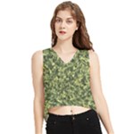 Camouflage Green V-Neck Cropped Tank Top
