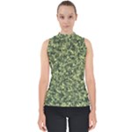 Camouflage Green Mock Neck Shell Top