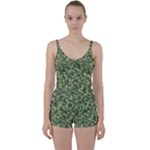 Camouflage Green Tie Front Two Piece Tankini