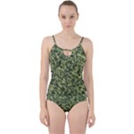 Camouflage Green Cut Out Top Tankini Set