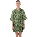 Camouflage Green Half Sleeve Satin Kimono 
