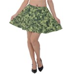 Camouflage Green Velvet Skater Skirt