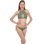 Camouflage Green Cross Front Halter Bikini Set