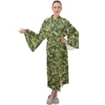Camouflage Green Maxi Velour Kimono