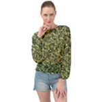 Camouflage Green Banded Bottom Chiffon Top