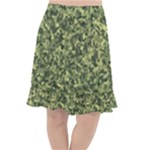 Camouflage Green Fishtail Chiffon Skirt